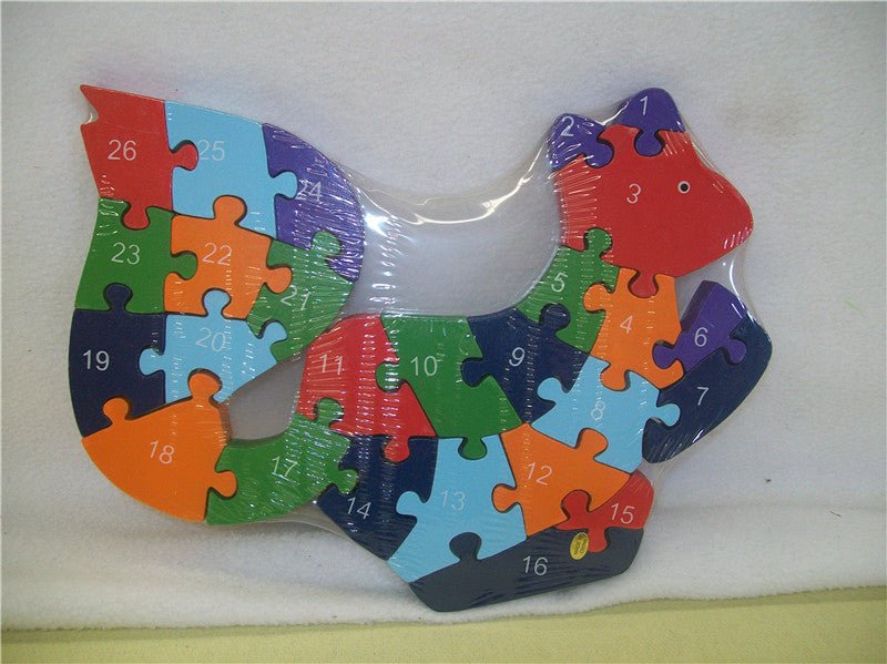 WOODEN ANIMAL PUZZLES ALPHABET AND NUMBER ASSORTED - Owl V922-AWD-C0741-WOOASTO-4
