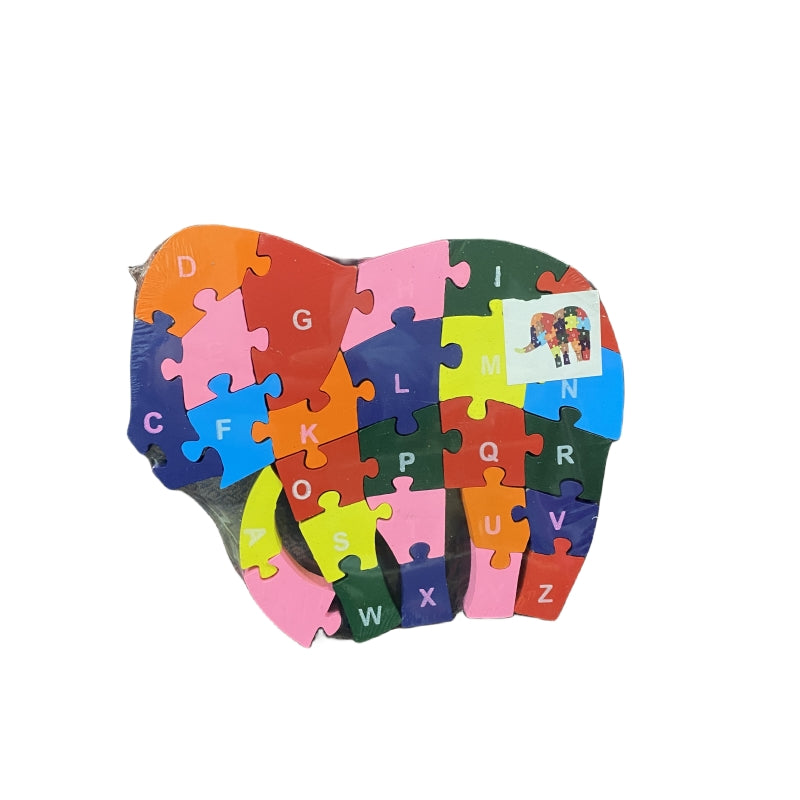 WOODEN ANIMAL PUZZLES ALPHABET AND NUMBER ASSORTED - Elephant V922-AWD-C0741-WOOASTO-7
