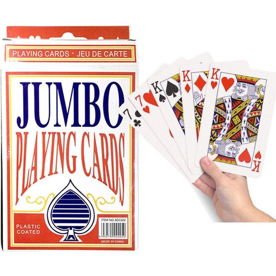 JUMBO PLAYING CARDS Large Deck Card Game Plastic Coated Poker Plating Cards V922-AWD-C0802-JUMCAR
