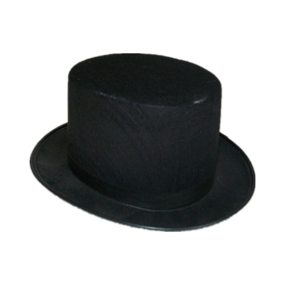 Black flocked tophat party hat V922-AWD-C110X-HATTOPF