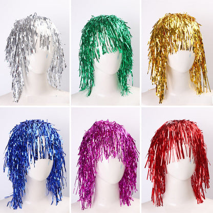 Party tinsel wig-assorted colour - Green V922-AWD-C1234-TINWIG2-GREEN