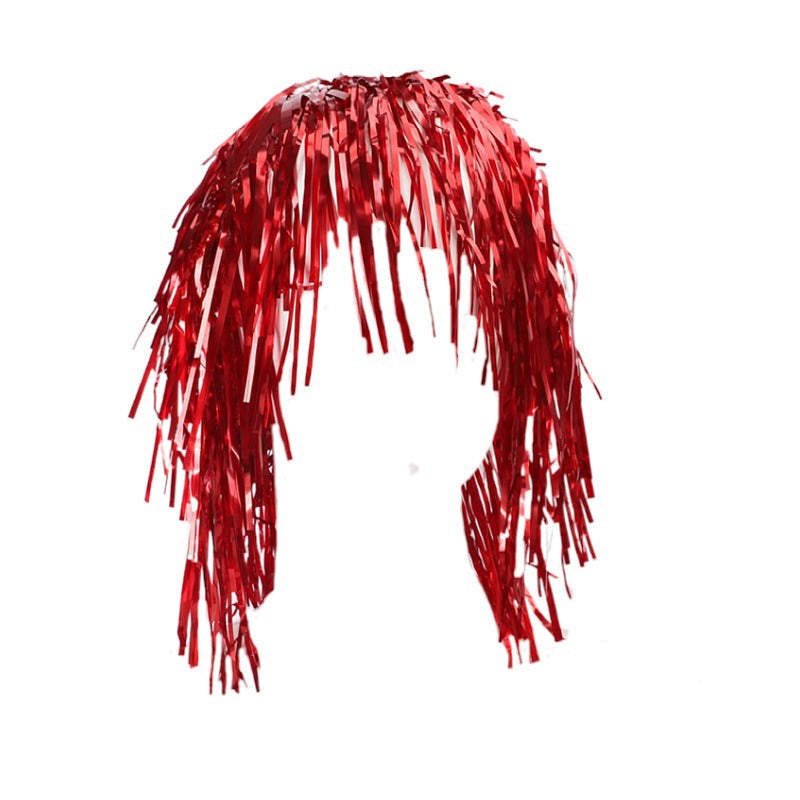 Party tinsel wig-assorted colour - Red V922-AWD-C1234-TINWIG2-RED