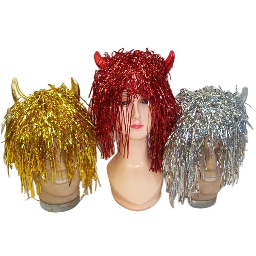 Devil tinsel wig - Gold V922-AWD-C1412-DEVWIG-GOLD