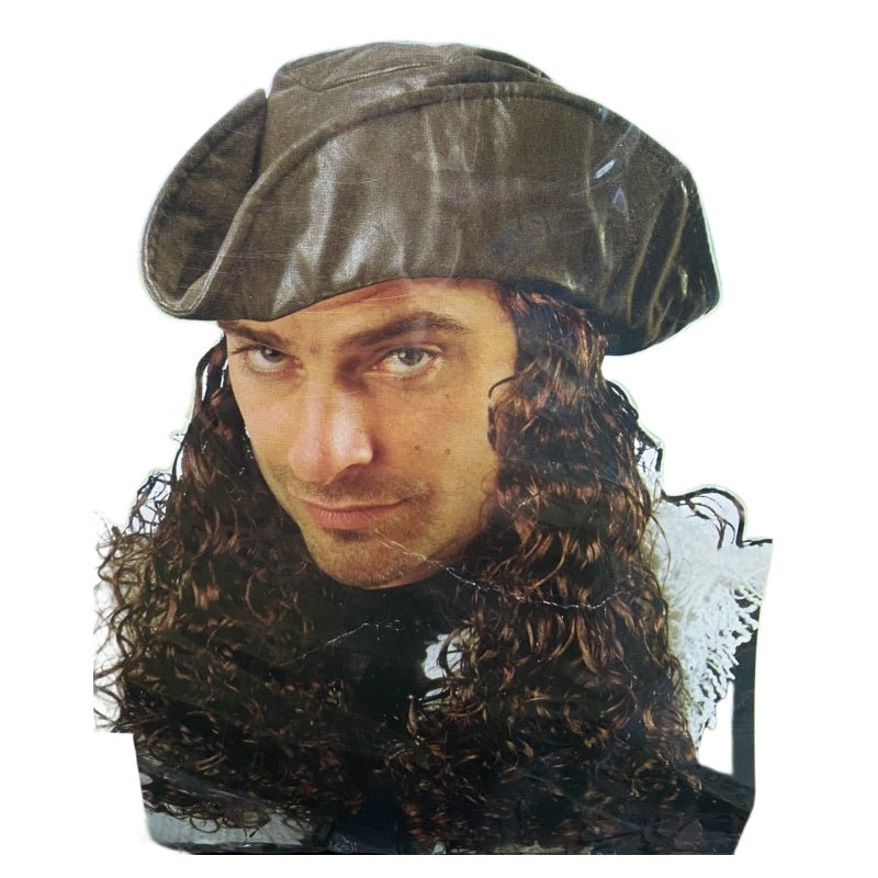 Captains hat with wig V922-AWD-C1421-WIG2126