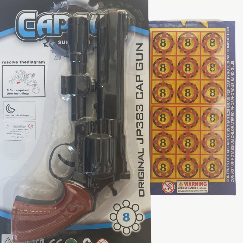 8 shots toy cap gun with 144 free caps Large JP383 Black V922-AWD-CAPGUNL-A0204