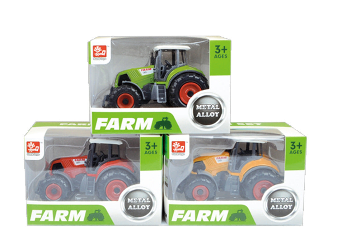 3x DIECAST METAL FARM TRACTORS RED YELLOW GREEN V922-AWD-D0531-TRA068