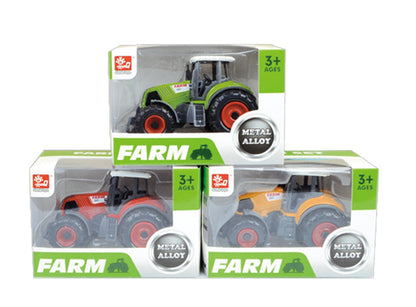 3x DIECAST METAL FARM TRACTORS RED YELLOW GREEN V922-AWD-D0531-TRA068
