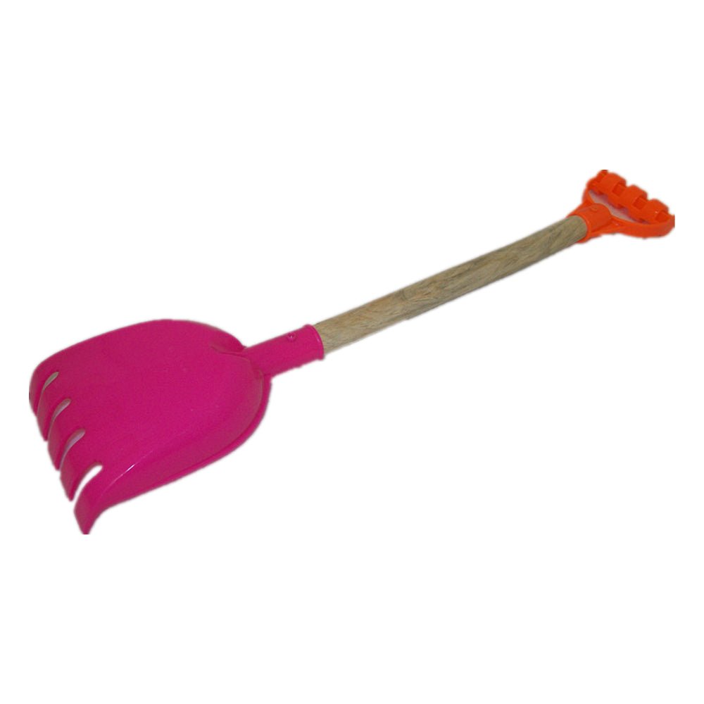 2x Wooden handle toy rake V922-AWD-D0603-RAKE279