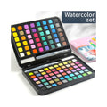 Water paint colour set with brush metal case Portable 60 PCs Concentrated block - Blue V922-AWD-D0911-PAISETMB