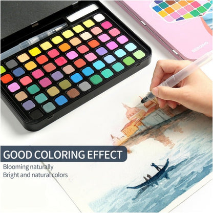 Water paint colour set with brush metal case Portable 60 PCs Concentrated block - Blue V922-AWD-D0911-PAISETMB