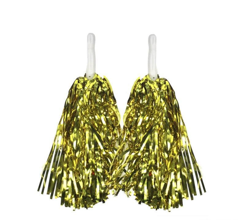 4 Sets/8pcs Metallic Team Girls' Cheerleading Dance Party Dress Pom Poms Pompoms - Silver V922-AWD-D1001-POMPOM-S