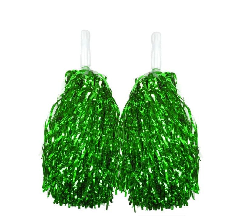 4 Sets/8pcs Metallic Team Girls' Cheerleading Dance Party Dress Pom Poms Pompoms - Silver V922-AWD-D1001-POMPOM-S