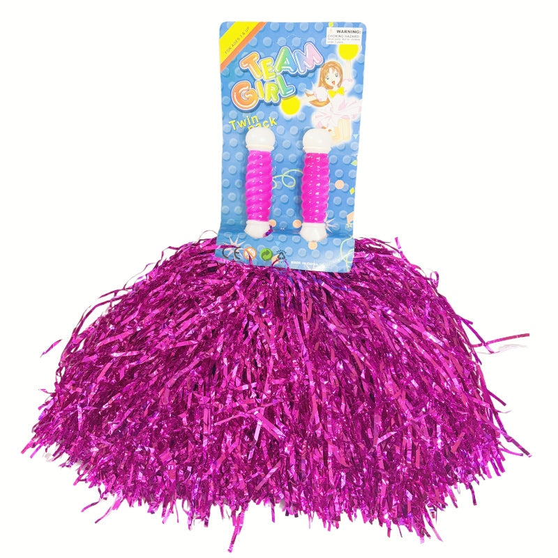 4 Sets/8pcs Metallic Team Girls' Cheerleading Dance Party Dress Pom Poms Pompoms - Silver V922-AWD-D1001-POMPOM-S