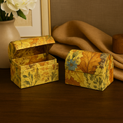 2-Pack Decorative Floral Storage Boxes - Autumn Leaf Pattern, Handmade-Style Paper Gift & Trinket Boxes V922-AWD-D1104-BOXCHE