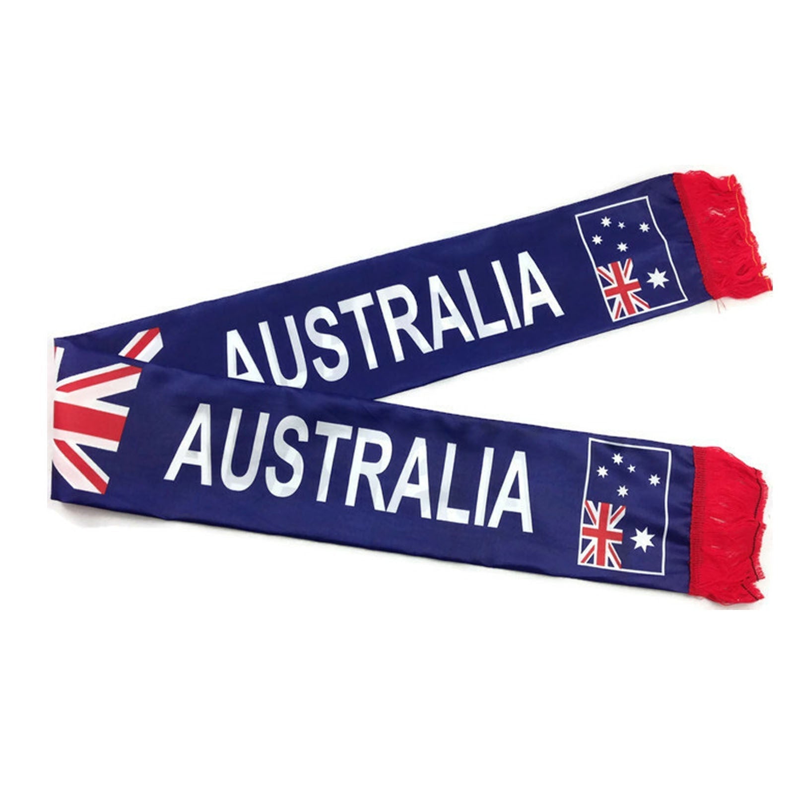 100% POLYESTER Australian National Flag SCARF Australia Day Costume Party Fringe Souvenir V922-AWD-D1112-SCRAUS