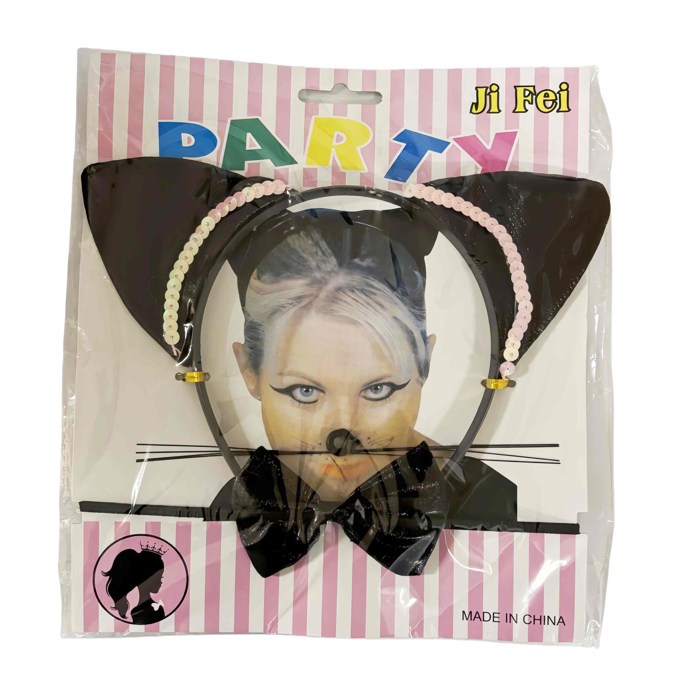 Party Cat dress up set 3 pieces ears, whiskers and bowtie V922-AWD-D1114-CATKIT