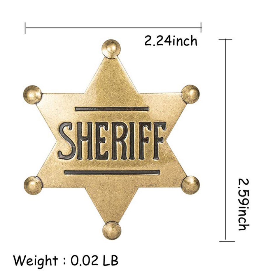 METAL SHERIFF BADGE ASSORTED COLOURS - Ancient Bronze V922-AWD-D1133-SHEBADM-AB