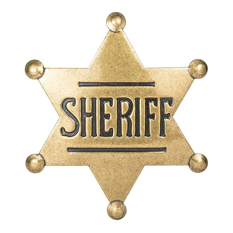 METAL SHERIFF BADGE ASSORTED COLOURS - Ancient Bronze V922-AWD-D1133-SHEBADM-AB