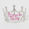 Princess for the Day Tiara - Silver Rhinestone Crown with Pink Lettering - Silver V922-AWD-D1301-PRITIA-SILVER