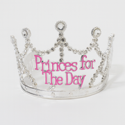 Princess for the Day Tiara - Silver Rhinestone Crown with Pink Lettering - Silver V922-AWD-D1301-PRITIA-SILVER