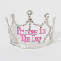 Princess for the Day Tiara - Silver Rhinestone Crown with Pink Lettering - Silver V922-AWD-D1301-PRITIA-SILVER