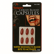 Vampire Liquid Blood Capsules - Halloween Costume FX, Water Washable, 6-Pack V922-AWD-D1311-BLOCAP