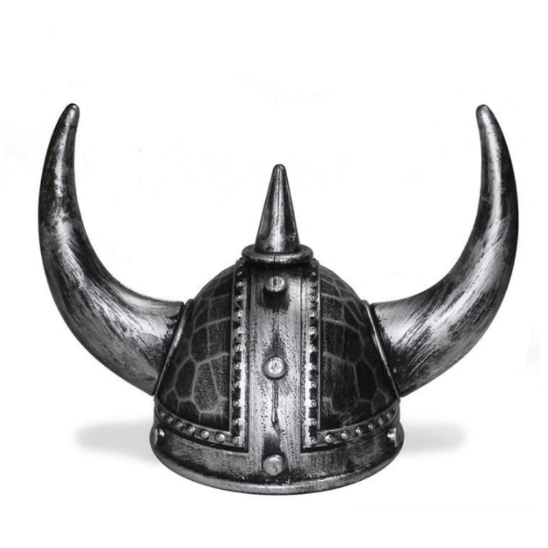 Viking Helmet Medieval Viking Horned Hat Warrior Costume Hat Cosplay-Silver Black V922-AWD-D1332-HATVIKB