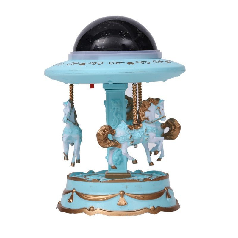 Blue Music Box Musical Carousel Horse LED Carousel Toy Child Birthday Xmas Gift V922-AWD-E0101-MUSCARB