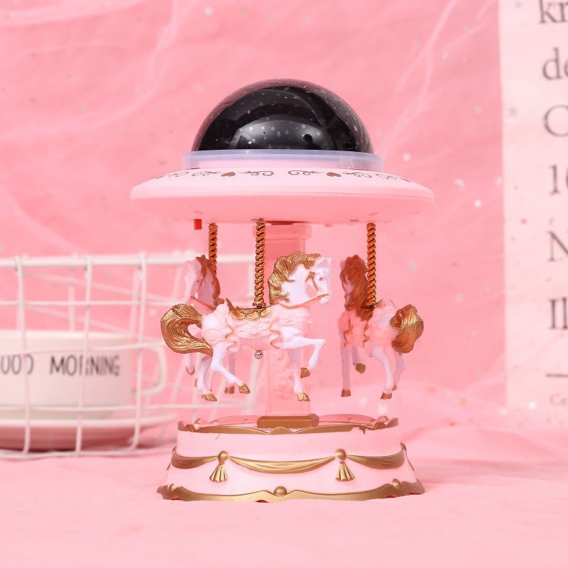 Pink Music Box Musical Carousel Horse LED Carousel Toy Child Birthday Xmas Gift V922-AWD-E0101-MUSCARP
