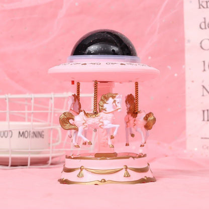 Pink Music Box Musical Carousel Horse LED Carousel Toy Child Birthday Xmas Gift V922-AWD-E0101-MUSCARP