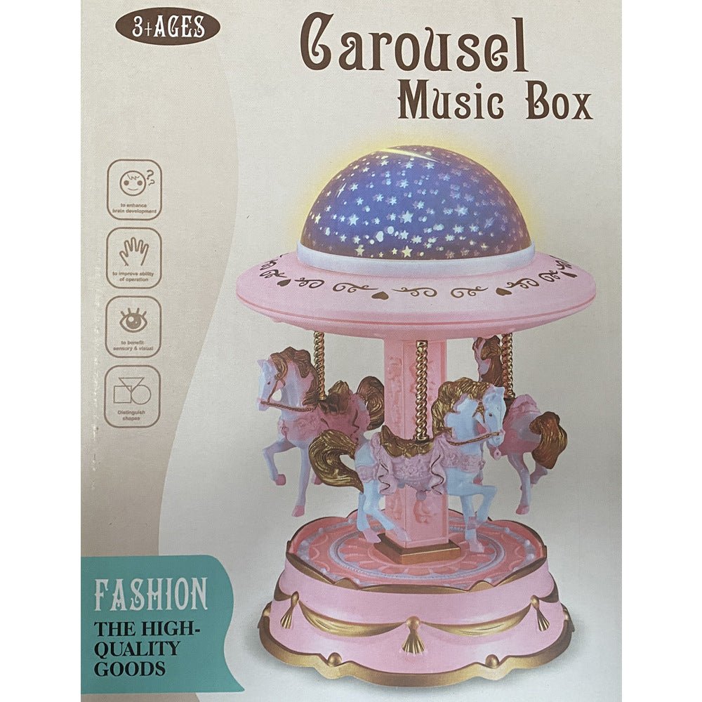 Pink Music Box Musical Carousel Horse LED Carousel Toy Child Birthday Xmas Gift V922-AWD-E0101-MUSCARP