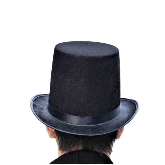 Classic Black Felt Top Hat - Vintage Elegance for Formal Wear or Costume V922-AWD-E0513-HATTOPF