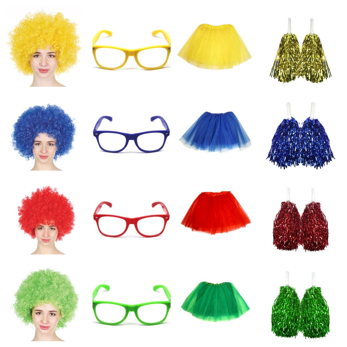 School house carnival colour celebrates kit Wig Glasses Tutus and Pom Poms - Red V922-AWD-E1211-HOUCOLR