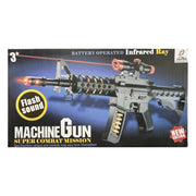 Electric Toy Machine Gun - Battery Operated with Flashing Lights, Sound & Infrared Ray - Pretend Play Gun V922-AWD-E1302-GUNM16