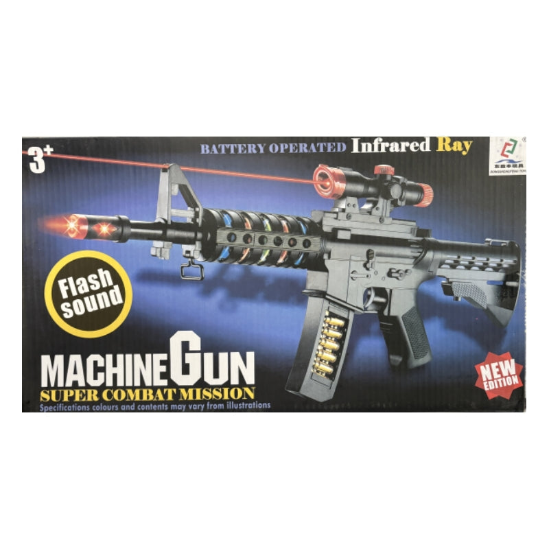 Electric Toy Machine Gun - Battery Operated with Flashing Lights, Sound & Infrared Ray - Pretend Play Gun V922-AWD-E1302-GUNM16