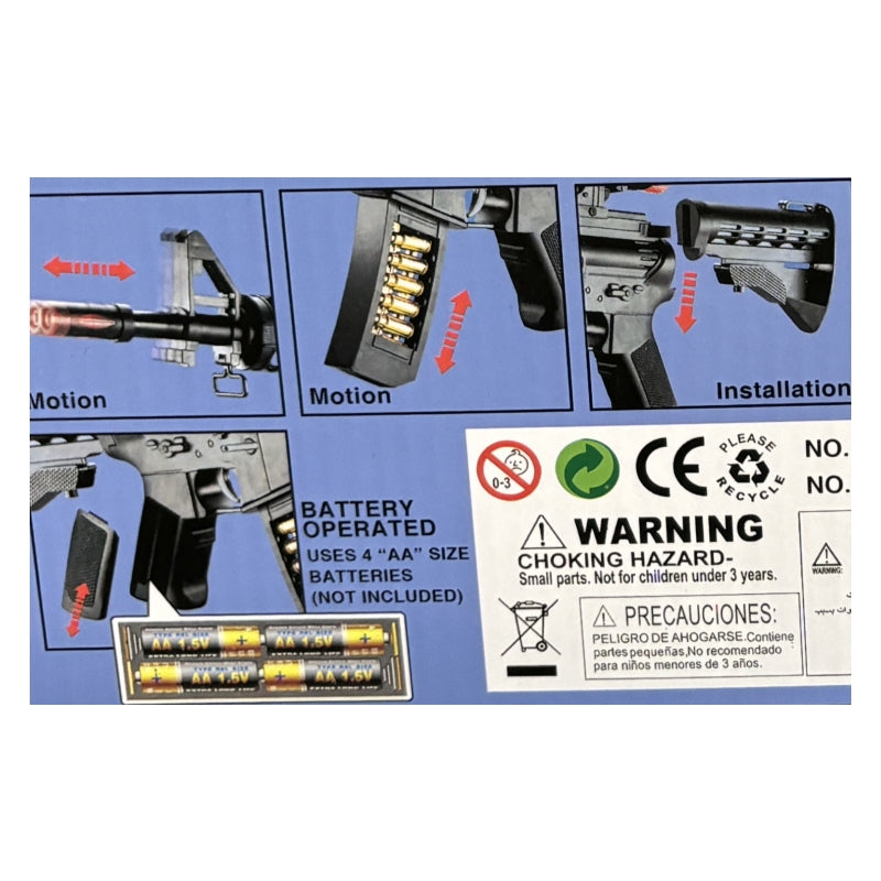 Electric Toy Machine Gun - Battery Operated with Flashing Lights, Sound & Infrared Ray - Pretend Play Gun V922-AWD-E1302-GUNM16