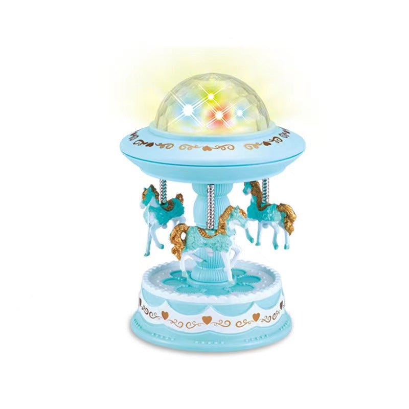 Blue Music Box Musical Carousel Horse LED Carousel Toy Child Birthday Xmas Gift V922-AWD-E1304-MUSCARB