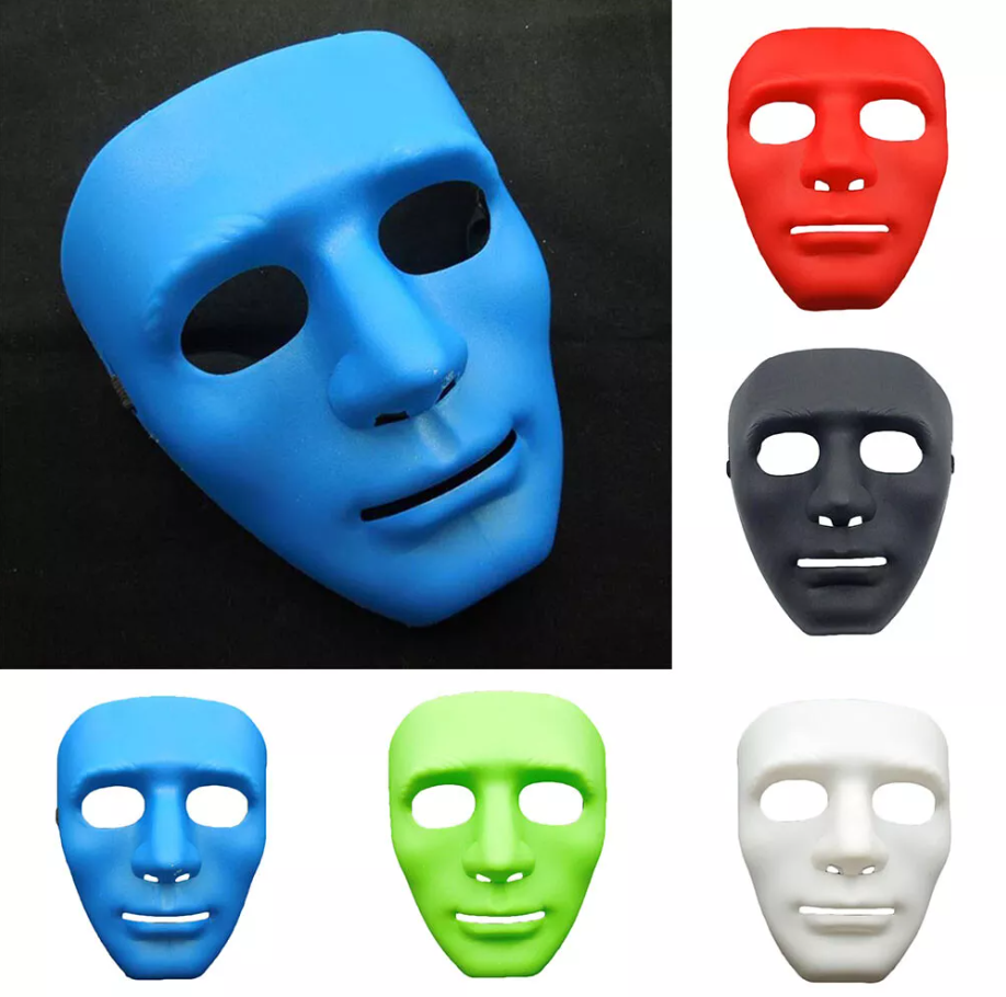 2x Robot Plain Mask Purge Style Halloween Scary Ghost Blank Mask Unisex - 1xBlue +1xWhite V922-AWD-F0161-MASBLA-B+W