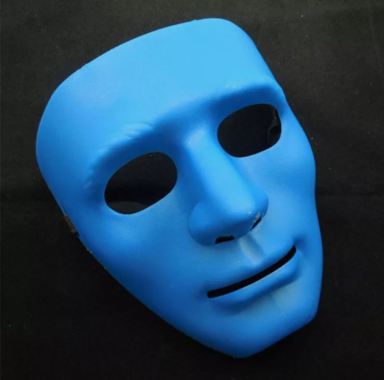 2x Robot Plain Mask Purge Style Halloween Scary Ghost Blank Mask Unisex - 1xBlue +1xWhite V922-AWD-F0161-MASBLA-B+W
