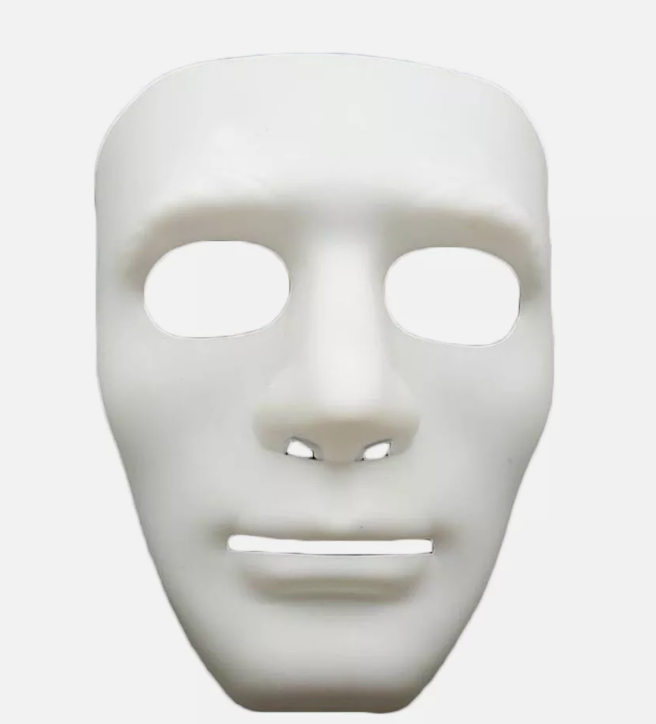 2x Robot Plain Mask Purge Style Halloween Scary Ghost Blank Mask Unisex - 1xBlue +1xWhite V922-AWD-F0161-MASBLA-B+W