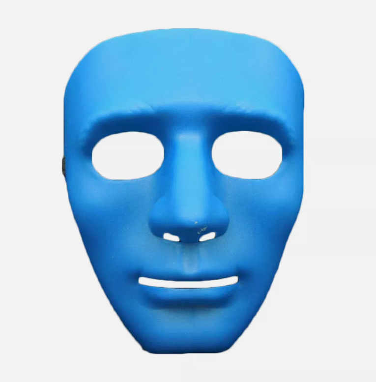 2x Robot Plain Mask Purge Style Halloween Scary Ghost Blank Mask Unisex - 1xBlue +1xWhite V922-AWD-F0161-MASBLA-B+W