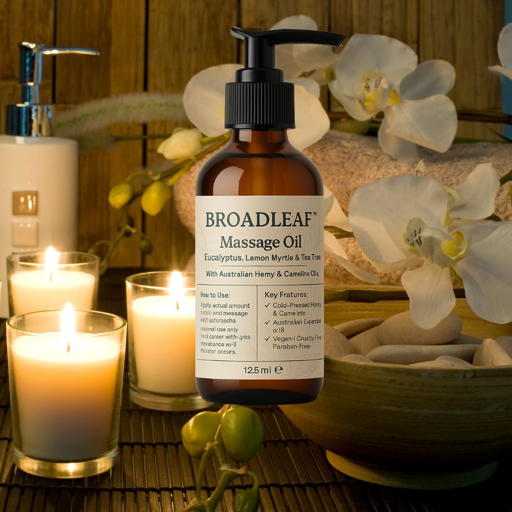 Premium Broadleaf Hemp & Camelina Massage Oil with Australian Essentials V925-BLH-MASSAGEOIL-125ML