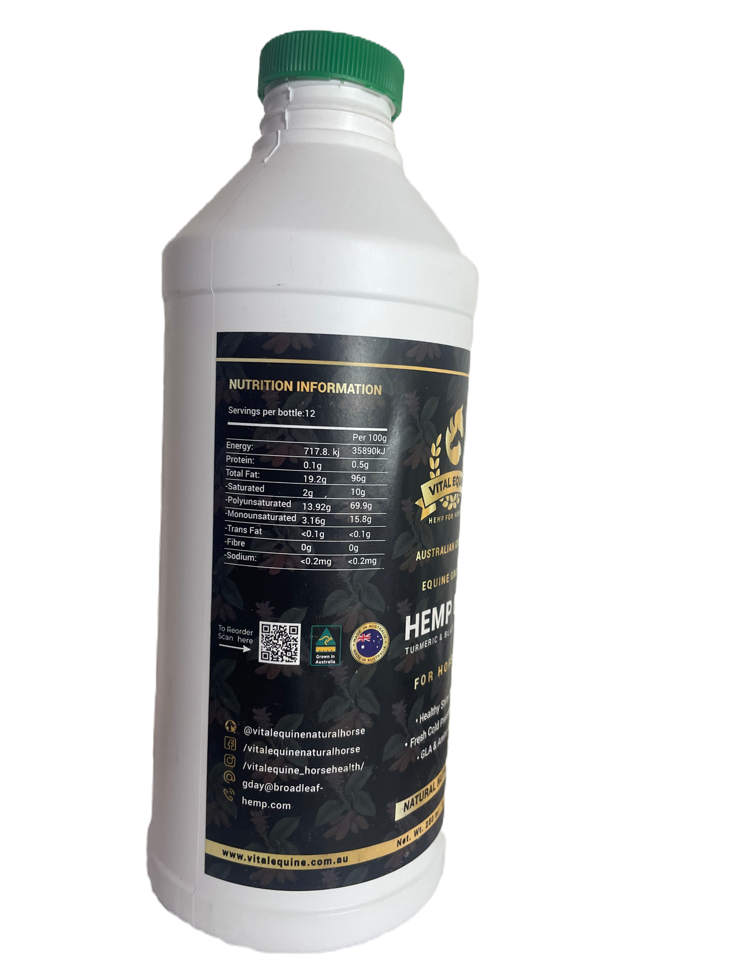 Vital Equine | Hemp & Turmeric Oil For Horses - 1 litre V925-VEO-T-1L