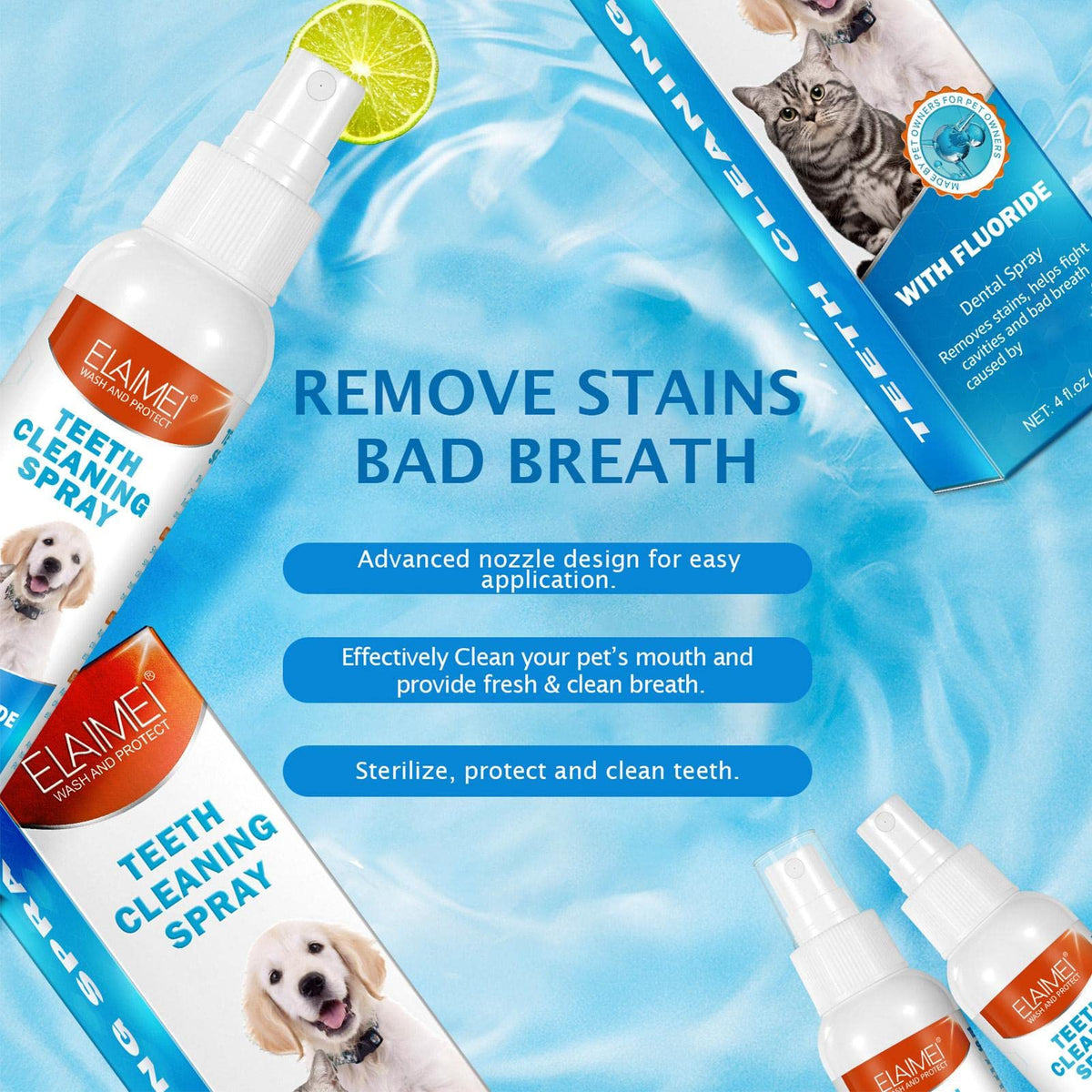 2 Pcs Pet Oral Breath Freshener Spray 120ML EACH V932-AH-YZI3-4I9I