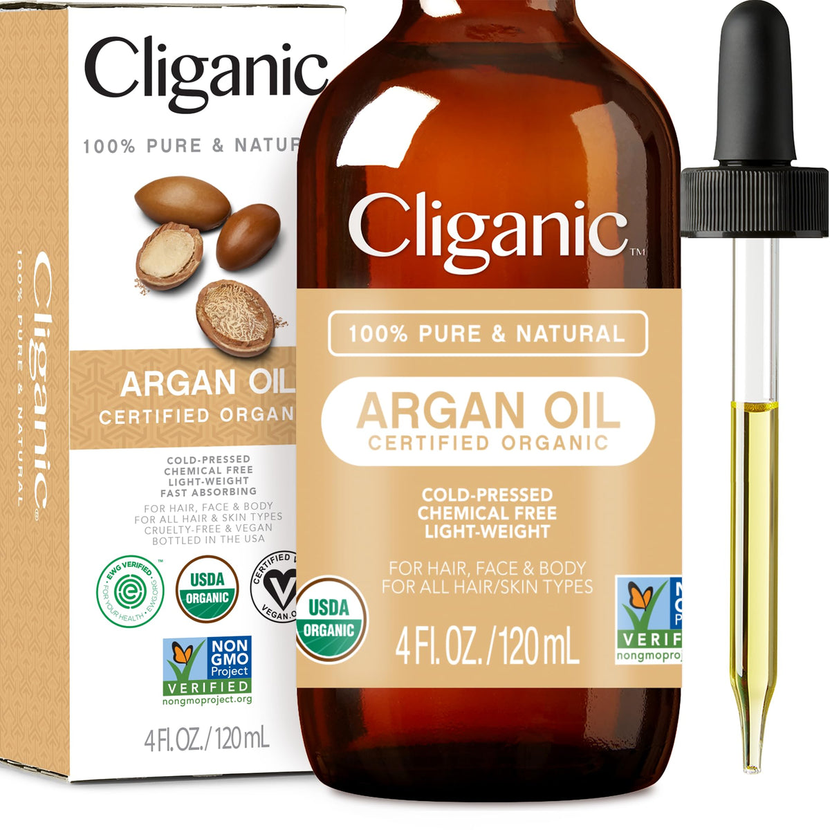 100% Pure Moroccan Argan Oil - 120ml for Hair, Face, & Skin V932-JK-JKNT-KAZW