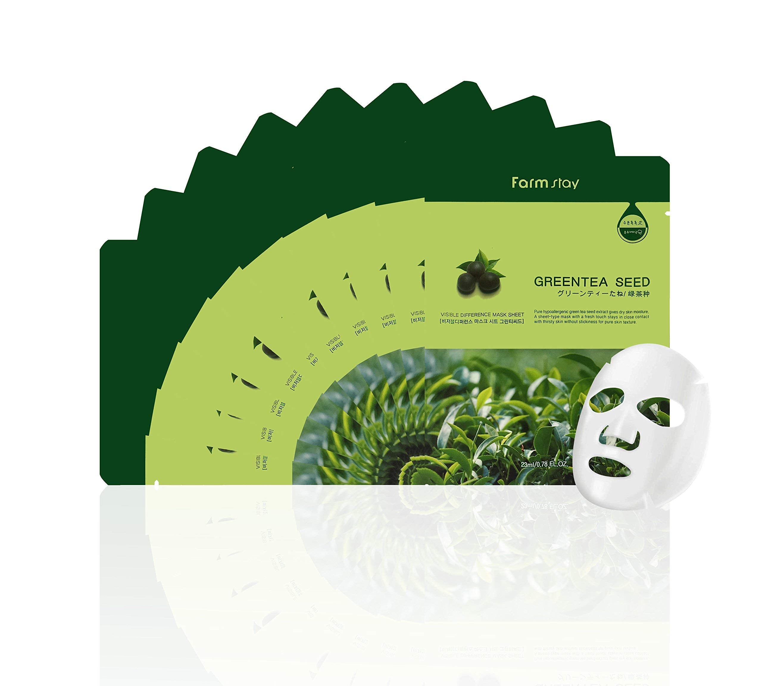 Farmstay Korean Greentea Seed Hydration Facial Mask Sheet(Pack of 10) V932-Q4-G6BA-R822
