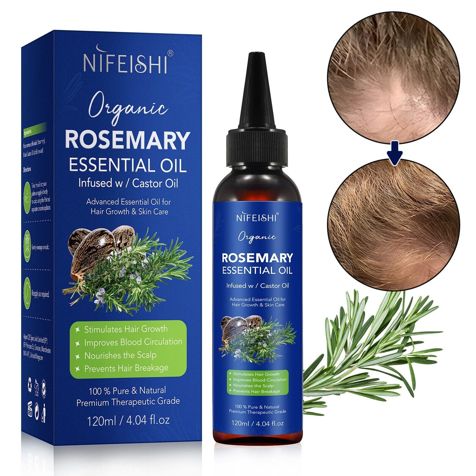 nifeishi organic rosemary essential oil 120 ml V932-ROSEMARRY-OIL