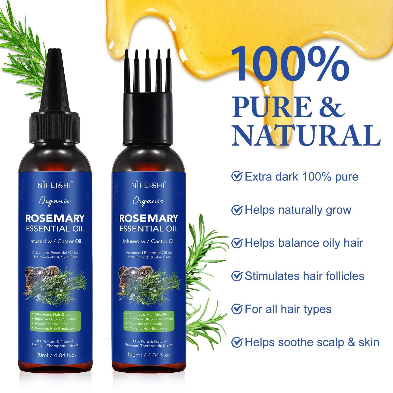 nifeishi organic rosemary essential oil 120 ml V932-ROSEMARRY-OIL