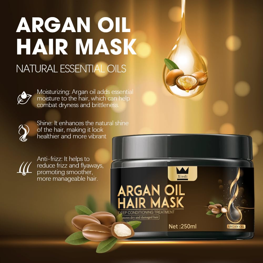 Xiodi Argan Oil Hair Mask, 100% Pure Anti-Hairfall Dandruff Treatment V932-X0-8IUN-YZVL