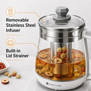 HOPER LAYER FA-K1501 Electric Glass Tea Kettle 1.5L Tea Maker SAA Certified